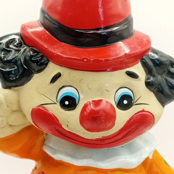 Vintage Clown Coin Bank Figurine Ceramic Novelty Decor Polka Dot Kidcore 9" READ - Picture 4 of 16